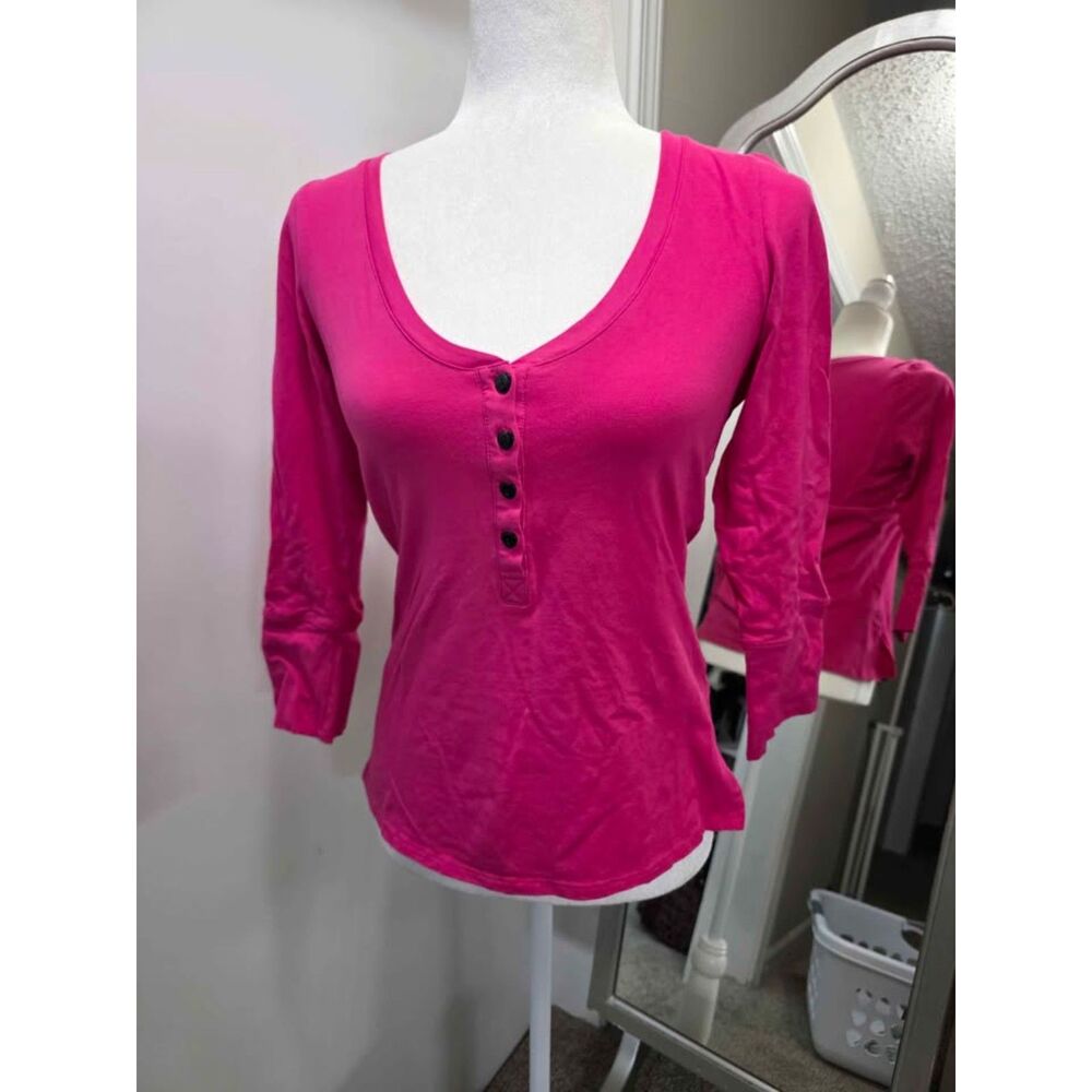 Betsey Johnson Intimates Pink Henley Top Size M